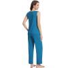 imageWiWi Pajama Set for Women Tank Top 2 Piece PJ Comfy Viscose from Bamboo Sleepwear Sleeveless Loungewear SXXLBteal Blue