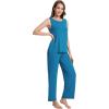 imageWiWi Pajama Set for Women Tank Top 2 Piece PJ Comfy Viscose from Bamboo Sleepwear Sleeveless Loungewear SXXLBteal Blue