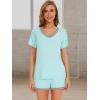 imageWiWi Pajamas Set for Women Short Sleeve Top and Shorts Pjs Set Viscose from Bamboo Ladies Summer Sleepwear SXXLAaqua