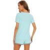 imageWiWi Pajamas Set for Women Short Sleeve Top and Shorts Pjs Set Viscose from Bamboo Ladies Summer Sleepwear SXXLAaqua