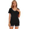 imageWiWi Pajamas Set for Women Short Sleeve Top and Shorts Pjs Set Viscose from Bamboo Ladies Summer Sleepwear SXXLAblack