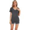 imageWiWi Pajamas Set for Women Short Sleeve Top and Shorts Pjs Set Viscose from Bamboo Ladies Summer Sleepwear SXXLAcharcoal