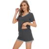imageWiWi Pajamas Set for Women Short Sleeve Top and Shorts Pjs Set Viscose from Bamboo Ladies Summer Sleepwear SXXLAcharcoal