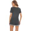 imageWiWi Pajamas Set for Women Short Sleeve Top and Shorts Pjs Set Viscose from Bamboo Ladies Summer Sleepwear SXXLAcharcoal