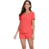 imageWiWi Pajamas Set for Women Short Sleeve Top and Shorts Pjs Set Viscose from Bamboo Ladies Summer Sleepwear SXXLAcoral
