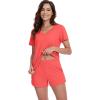 imageWiWi Pajamas Set for Women Short Sleeve Top and Shorts Pjs Set Viscose from Bamboo Ladies Summer Sleepwear SXXLAcoral