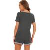 imageWiWi Pajamas Set for Women Short Sleeve Top and Shorts Pjs Set Viscose from Bamboo Ladies Summer Sleepwear SXXLAiron Grey