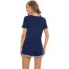 imageWiWi Pajamas Set for Women Short Sleeve Top and Shorts Pjs Set Viscose from Bamboo Ladies Summer Sleepwear SXXLAnavy