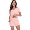 imageWiWi Pajamas Set for Women Short Sleeve Top and Shorts Pjs Set Viscose from Bamboo Ladies Summer Sleepwear SXXLApeach Pink