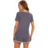 imageWiWi Pajamas Set for Women Short Sleeve Top and Shorts Pjs Set Viscose from Bamboo Ladies Summer Sleepwear SXXLApurplish Grey