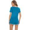 imageWiWi Pajamas Set for Women Short Sleeve Top and Shorts Pjs Set Viscose from Bamboo Ladies Summer Sleepwear SXXLAteal Blue