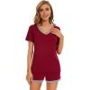 imageWiWi Pajamas Set for Women Short Sleeve Top and Shorts Pjs Set Viscose from Bamboo Ladies Summer Sleepwear SXXLAwine Red