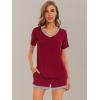 imageWiWi Pajamas Set for Women Short Sleeve Top and Shorts Pjs Set Viscose from Bamboo Ladies Summer Sleepwear SXXLAwine Red