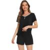 imageWiWi Pajamas Set for Women Short Sleeve Top and Shorts Pjs Set Viscose from Bamboo Ladies Summer Sleepwear SXXLBblack