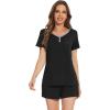 imageWiWi Pajamas Set for Women Short Sleeve Top and Shorts Pjs Set Viscose from Bamboo Ladies Summer Sleepwear SXXLBblack