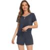 imageWiWi Pajamas Set for Women Short Sleeve Top and Shorts Pjs Set Viscose from Bamboo Ladies Summer Sleepwear SXXLBcharcoal