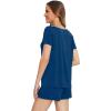 imageWiWi Pajamas Set for Women Short Sleeve Top and Shorts Pjs Set Viscose from Bamboo Ladies Summer Sleepwear SXXLBink Blue
