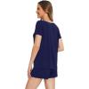 imageWiWi Pajamas Set for Women Short Sleeve Top and Shorts Pjs Set Viscose from Bamboo Ladies Summer Sleepwear SXXLBnavy
