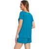 imageWiWi Pajamas Set for Women Short Sleeve Top and Shorts Pjs Set Viscose from Bamboo Ladies Summer Sleepwear SXXLBteal Blue