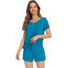 imageWiWi Pajamas Set for Women Short Sleeve Top and Shorts Pjs Set Viscose from Bamboo Ladies Summer Sleepwear SXXLBteal Blue