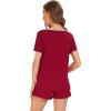 imageWiWi Pajamas Set for Women Short Sleeve Top and Shorts Pjs Set Viscose from Bamboo Ladies Summer Sleepwear SXXLBwine Red