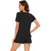 imageWiWi Pajamas Set for Women Short Sleeve Top and Shorts Pjs Set Viscose from Bamboo Ladies Summer Sleepwear SXXLCblack
