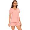 imageWiWi Pajamas Set for Women Short Sleeve Top and Shorts Pjs Set Viscose from Bamboo Ladies Summer Sleepwear SXXLCblush Pink