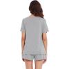 imageWiWi Pajamas Set for Women Short Sleeve Top and Shorts Pjs Set Viscose from Bamboo Ladies Summer Sleepwear SXXLCheather Grey