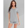 imageWiWi Pajamas Set for Women Short Sleeve Top and Shorts Pjs Set Viscose from Bamboo Ladies Summer Sleepwear SXXLCheather Grey