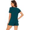 imageWiWi Pajamas Set for Women Short Sleeve Top and Shorts Pjs Set Viscose from Bamboo Ladies Summer Sleepwear SXXLCpeacock Green
