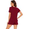 imageWiWi Pajamas Set for Women Short Sleeve Top and Shorts Pjs Set Viscose from Bamboo Ladies Summer Sleepwear SXXLCwine Red