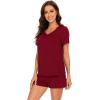 imageWiWi Pajamas Set for Women Short Sleeve Top and Shorts Pjs Set Viscose from Bamboo Ladies Summer Sleepwear SXXLCwine Red