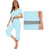 imageWiWi Pajamas Set for Women Summer Sleepwear Soft Tops Capri Pants Pjs Lounge Pajama Sets Viscose from Bamboo SXXLAaqua
