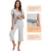 imageWiWi Pajamas Set for Women Summer Sleepwear Soft Tops Capri Pants Pjs Lounge Pajama Sets Viscose from Bamboo SXXLAash Grey