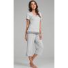 imageWiWi Pajamas Set for Women Summer Sleepwear Soft Tops Capri Pants Pjs Lounge Pajama Sets Viscose from Bamboo SXXLAash Grey