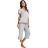 imageWiWi Pajamas Set for Women Summer Sleepwear Soft Tops Capri Pants Pjs Lounge Pajama Sets Viscose from Bamboo SXXLAash Grey
