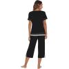 imageWiWi Pajamas Set for Women Summer Sleepwear Soft Tops Capri Pants Pjs Lounge Pajama Sets Viscose from Bamboo SXXLAblack
