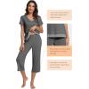 imageWiWi Pajamas Set for Women Summer Sleepwear Soft Tops Capri Pants Pjs Lounge Pajama Sets Viscose from Bamboo SXXLAdark Heather Grey