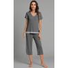 imageWiWi Pajamas Set for Women Summer Sleepwear Soft Tops Capri Pants Pjs Lounge Pajama Sets Viscose from Bamboo SXXLAdark Heather Grey