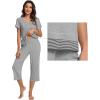 imageWiWi Pajamas Set for Women Summer Sleepwear Soft Tops Capri Pants Pjs Lounge Pajama Sets Viscose from Bamboo SXXLAheather Grey