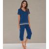 imageWiWi Pajamas Set for Women Summer Sleepwear Soft Tops Capri Pants Pjs Lounge Pajama Sets Viscose from Bamboo SXXLAink Blue