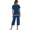 imageWiWi Pajamas Set for Women Summer Sleepwear Soft Tops Capri Pants Pjs Lounge Pajama Sets Viscose from Bamboo SXXLAink Blue
