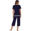 imageWiWi Pajamas Set for Women Summer Sleepwear Soft Tops Capri Pants Pjs Lounge Pajama Sets Viscose from Bamboo SXXLAnavy