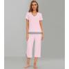 imageWiWi Pajamas Set for Women Summer Sleepwear Soft Tops Capri Pants Pjs Lounge Pajama Sets Viscose from Bamboo SXXLApink