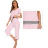 imageWiWi Pajamas Set for Women Summer Sleepwear Soft Tops Capri Pants Pjs Lounge Pajama Sets Viscose from Bamboo SXXLApink