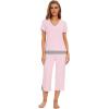 imageWiWi Pajamas Set for Women Summer Sleepwear Soft Tops Capri Pants Pjs Lounge Pajama Sets Viscose from Bamboo SXXLApink