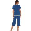 imageWiWi Pajamas Set for Women Summer Sleepwear Soft Tops Capri Pants Pjs Lounge Pajama Sets Viscose from Bamboo SXXLAprussian Blue