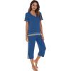 imageWiWi Pajamas Set for Women Summer Sleepwear Soft Tops Capri Pants Pjs Lounge Pajama Sets Viscose from Bamboo SXXLAprussian Blue