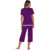 imageWiWi Pajamas Set for Women Summer Sleepwear Soft Tops Capri Pants Pjs Lounge Pajama Sets Viscose from Bamboo SXXLApurple