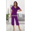 imageWiWi Pajamas Set for Women Summer Sleepwear Soft Tops Capri Pants Pjs Lounge Pajama Sets Viscose from Bamboo SXXLApurple